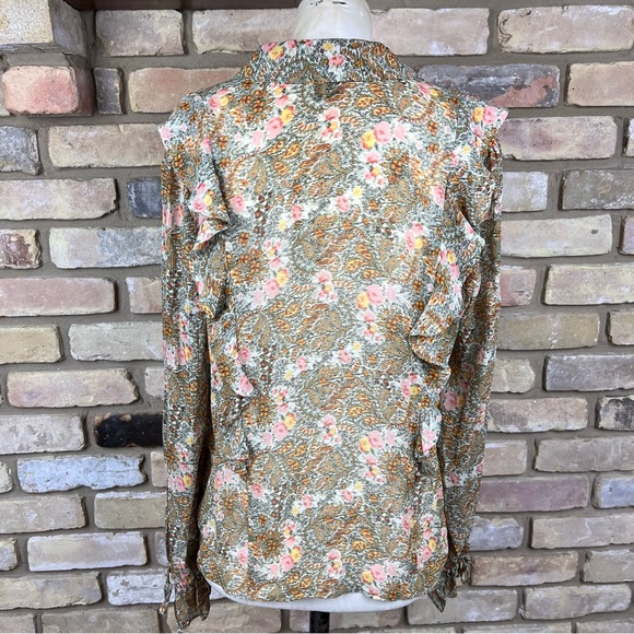 PAIGE Tessa floral print silk chiffon ruffle top - Picture 4 of 9